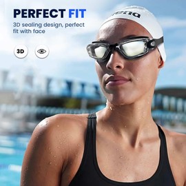 AMERITINS® Swimming Goggles Pack of 2, Anti-Fog Googles Swimming Adults, Anti-Leak UV Protection Crystal Clear Vision with Free Protection Case, Nose Clips & Earplus Suitable for Adults & Kids