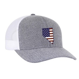 Heritage Pride Grey Heather and White American Flag Embroidered State Pride Hats-Nevada