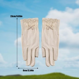 Tidyworm Women's UV Protection Gloves, Fingerless, Anti-slip, Smartphone Compatible, Short Gloves, UV Protection, Sunscreen, Thin, Summer Gloves, For Driving, Bicycle, Commuting, C Beige