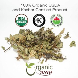 Organic Way Hawthorn Leaf and Flower Cut & Sifted (Crataegus monogyna) - Herbal Tea | European Wild-Harvest | USDA & Kosher Certified | Non GMO & Gluten Free | Origin - Albania (2 Oz)