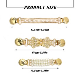 3Pcs Durable Sweater Shawl Clips Tear-Resistant Portable Cardigan Dresses Clips Retro Alloy Vintage Cardigan Clips for Women's Party Wear