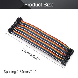 20cm long Female to Female Header Jumper Wire Dupont Cable Line Connector Ribbon Solderless Multicolored for Arduino Raspberry pi Electronic Breadboard Protoboard PCB Board