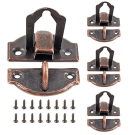 Waziaqoc 4Pcs Antique Toggle Hasp Latch, Small Iron Duckbilled Latch Retro Style Decorative Hasp Latch Hardware for Wooden Box Cabinet Chest Jewelry Box, Copper