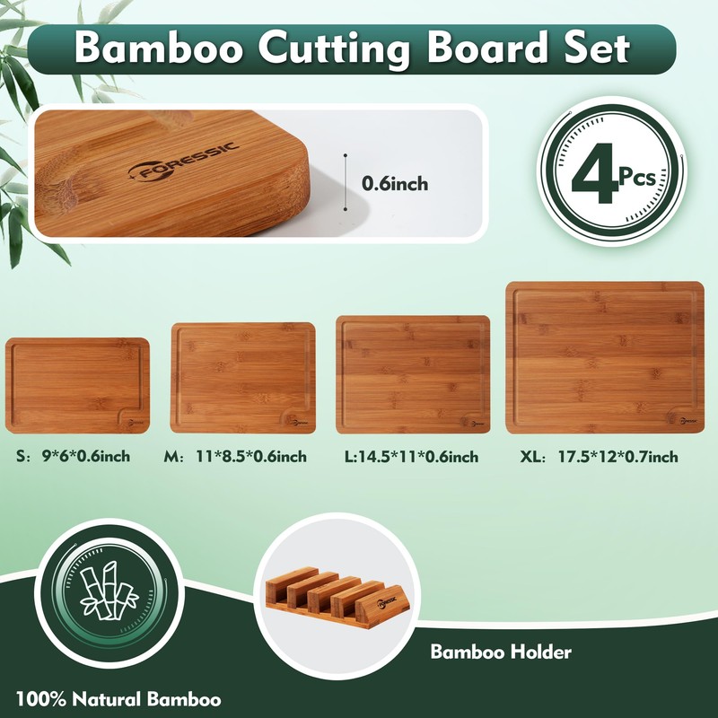 Wood Cutting Board Carbonized Bamboo Set With Smooth Surface Set