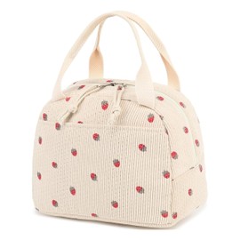 GISMTR Lunch Bag for Women Insulated Lunch Box Cute Corduroy Lunch Tote Bags Reusable Large Capacity Cooler Bag for Travel Work Picnic