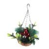 Artificial Christmas Hanging Basket Decorated with Pine Cones Ball Lights