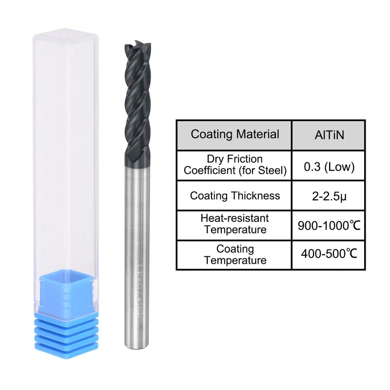 sourcing map Square Nose End Mill, 6mm Tip Dia Solid