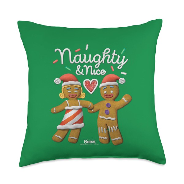 Shrek Holiday Gingy and Sugar Naughty & Nice Throw Pillow,