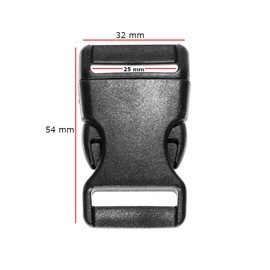 Black Plastic Side Release Buckles for Paracord Bracelets (1 Inch, 25 Pack)