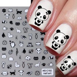3Pcs 3D Nail Stickers for Nail Art Cute Nail Stickers Cat Nail Art Stickers Panda Nail Decals Animal Nail Decals Rabbit Nail Design Stickers Weather Theme DIY Nail Art Decoration for Women Kids