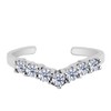 Sterling Silver V Shape Prong Set CZ Cuff Style Adjustable