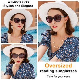 WEMOOTANTS Oversized Reading Sunglasses for Women 3.5+ Trendy Sunglasses Readers for Lady Round Frame 1.0 1.25 1.5 1.75 2.0 2.25 2.5 2.75 3.0 3.5 (Black,350)