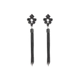 Long Woven Tassel Fringe Drop Dangle Earrings for Women Black Rhinestone Long Tassel Dangle Earring Punk Threader Earrings for Woman Wedding Bridesmaid Prom Party (656-tassel earrings)