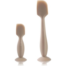 Diaper Cream Spatula, 2 Pack Butt Spatula Baby, Full-Size + Mini Silicone Diaper Cream Applicator for Babies, Newborn Baby Necessities (Brown)