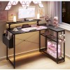 Dowinx 43” Black L-Shaped Gaming Desk w/ Built-in Power Outlets