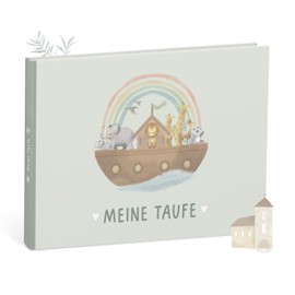 mintkind Memory Album Christening Book My Baptism Ark Sage - Christening Gift for Boys and Girls - Gift from Godmother or Godfather - Lovingly Designed Book for Special Moments