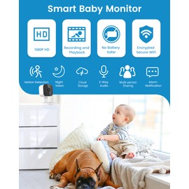 1080P Indoor Smart Security Camera,Baby Monitor with Camera and Audio, Night Vision, Motion Detection and Alerts for Baby and Pet Camera,2-Way Talk,Cloud & SD Card