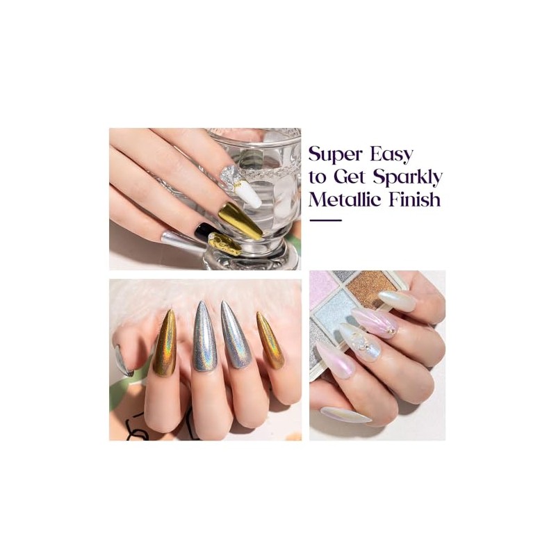 Decoración Uñas Polvo Cromo Efecto Espejo Colores Pigmentos Unas Manicura