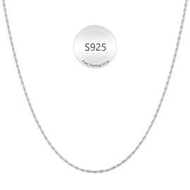 Juvux 925 Sterling Silver Chain Necklace for Women Dainty Women Chain Necklaces for Anniversary Birthday Valentine's Day or Christmas Gifts for Wife Mom Friends Rope Chain Silver, 20 inches