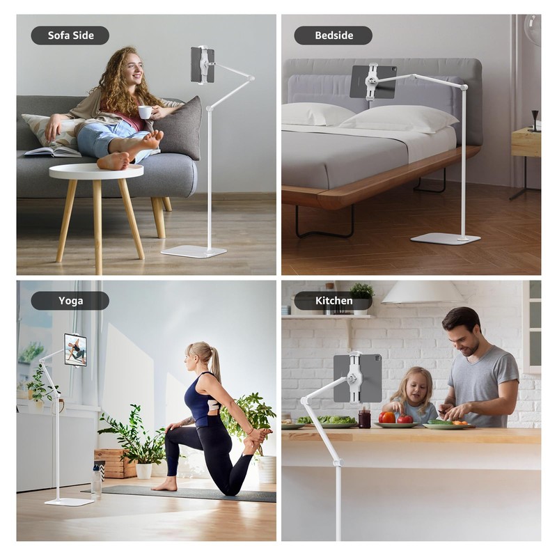 BEWISER Tablet Floor Stand，Adjustable Universal 360-degree Rotatable Aluminum Tablet Holder，