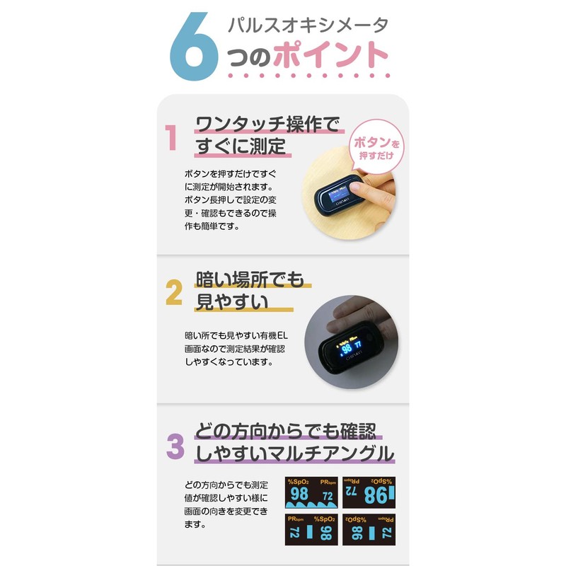 [医療機器認証]パルスオキシメーター 酸素濃度計 暗い場所でも見やすい ちゃいなび MD300CN350 ブラック