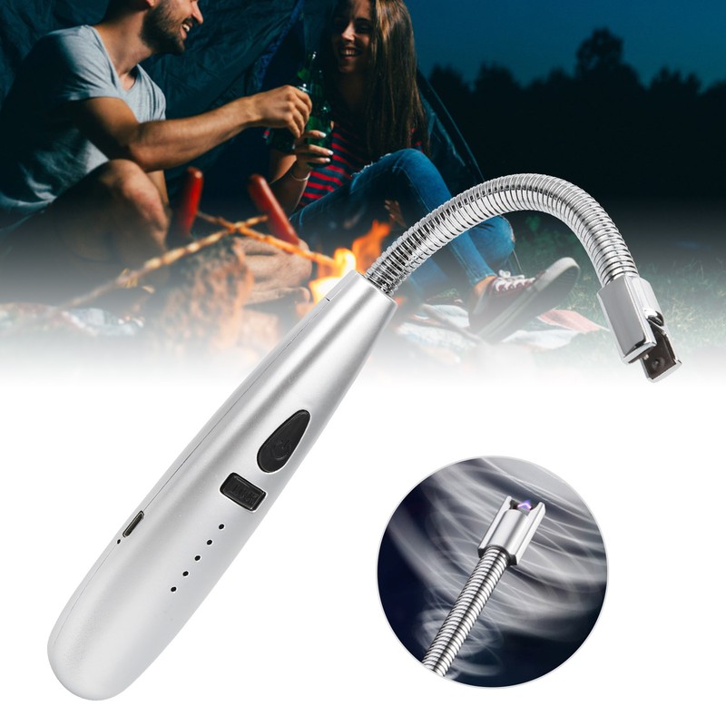 Power Display Pulse Lighter Metal Hose USB Charging Electric Lighter