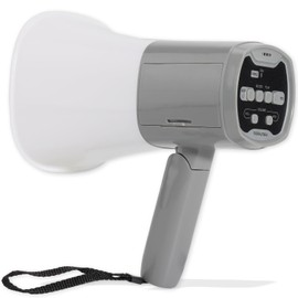 hibikurasu Rechargeable Megaphone Loudspeaker with Recording and Playback Function 30W Siren Compact Gray Handy Megaphone Hand Megaphone Recording Playback Function Electronic Siren (Rechargeable)