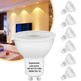Ivyemons GU10 LED Dimmable Bulb 3000K Warm White Flicker-Free, GU10 Bulb LED 7W 500LM High Brightness (Equivalent 50W Traditional Bulb) with GU10 Base, MR16 GU10 LED Bulb for Recessed Track Lighting