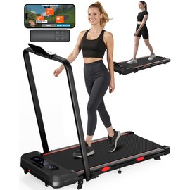 Walking Pad Treadmill, 2.5HP/300 lbs Capacity Foldable Handle Bar Incline Walking Pad, Compact Under Desk Treadmill for Home & Office, Space-Saving Electric Running Machine