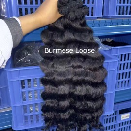 Pineapple Body Wave Natural Straight Kinky Burmese Curly Fumi Vietnamese Deep Wave Raw Cambodian Human Hair Bundlesstyle: 1 bundle Burmese loose, color: natural black, Stretched Length: 24"