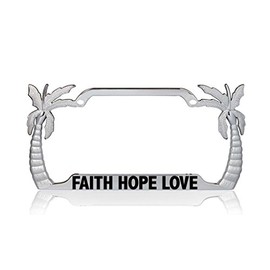 Custom Brother - Faith Hope Love Christianity Religious Jesus Palm Tree Metal Chrome License Plate Frame, License Tag Holder