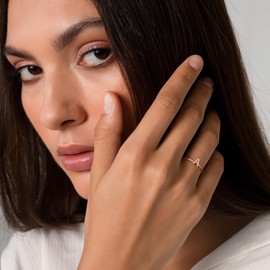 GLIJWELE Initial Rings for Women, Rose Gold Plated Letter Initial Rings 925 Sterling Silver Letter Rings for Women (K)