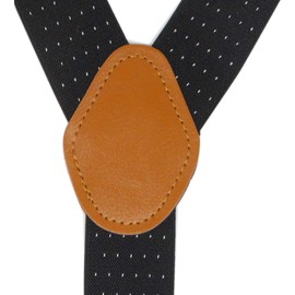 Doloise Men's Suspender Wide Adjustable and Elastic Braces Y Shape with Very Strong Hooks-Heavy Duty(Black Polka)