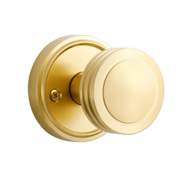 SORWDUERM 1 Pack Gold Door Knob Passage Door Knobs Brushed Gold Interior Satin Brass Door Handle for Hall and Closet,Zinc Alloy