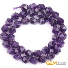 GEM-inside Amethyst Gemstone Loose Beads Natural 10mm Purple Square Faceted Crystal Energy Stone Healing Power for Jewelry Making 15"