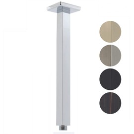 Drettyer Ceiling Mount Shower Arm with Flange 20 Inches Square Straight Extender Extension Pipe Replacement, Long Shower Arm For Fixed Rain Shower Head or High Ceiling, Chrome