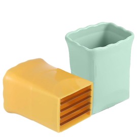 Cup Slicers Set: Green & Yellow, 2-Piece Fruit & Vegetable Slicers with Push Plate, Perfect for Fruit Vegetable Speed Slicer with Push Plate, Strawberry More, Quick & Easy Salad Making