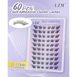 LZM Selbstklebende Fuchs-Eyelashes – Vorgeklebte Cluster Wimpern mit C-Krümmung & Volumen, Einzelnes Wimpernverlängerungs-Set inkl. Pinzette, Ohne Kleber – Natürliche Selbstklebende Wimpern（ZN005)