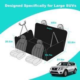 Meginc Dog Car Seat Cover for Large SUV, 100% Waterproof Dog Seat Cover for Back Seat for SUV, 600D Heavy Duty Pet Hammock for Car, Non Slip Car Seat Protector for Pet for Tahoe/Yukon/Suburban