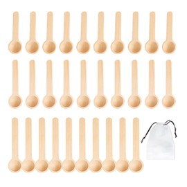 30 Pieces Spice Spoons, 1 Piece Storage Bag, Mini Wooden Spoon, Small Round Kitchen Spoon, Quantitative Salt Spoon, Small Household Spoon, Spice Teaspoon, Honey Spoon, Mini Short Handle Wooden Spoon
