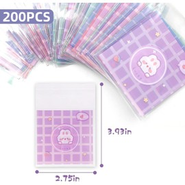 Pinkmiumiu 200 Pcs Christmas Cellophane Bags - 3.94 x 3.94 Inches Sealed, 3.94 x 5.12 Inches Unsealed - Holiday Treat Bags for Party Favors, Cookies, Candies, Gifts (Four-color grid)
