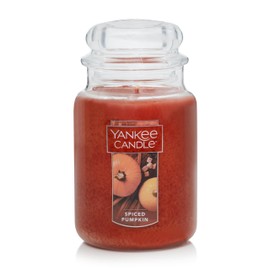 Yankee Candle Spiced Pumpkin Scented, Classic 22oz Large Jar Single Wick, Over 110 Hours of Burn Time, Perfect Accent for Fall Decor & Gifting