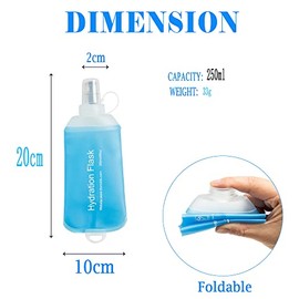 AXEN - Botella suave plegable de 250 ml, de TPU, para hidratación, para correr, con diseño colapsable, para paquete de hidratación, ciclismo, maratón, senderismo
