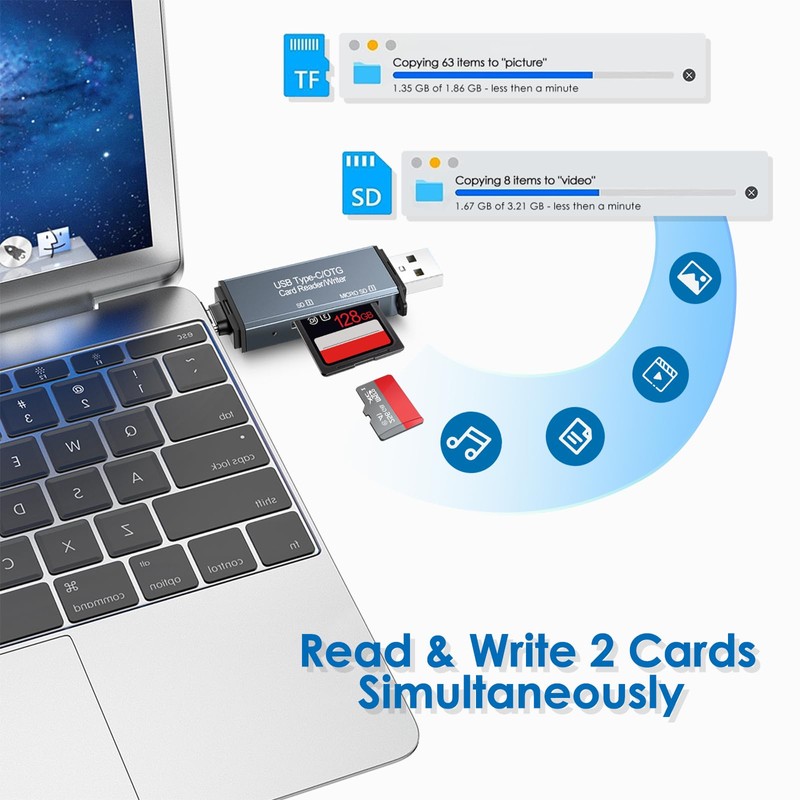 SD Card Reader with Dual Connector USB C - High