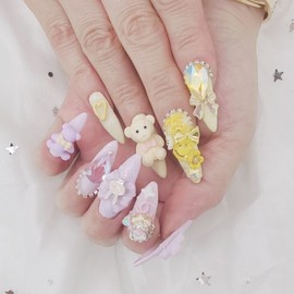 ⚜️Fairyland Handmade Nail Tips✨ - Long Round Square / ⚜️동화나라 수제네일팁✨ - 롱라운드스퀘어