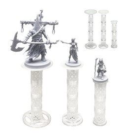 Lixusia Combat Risers for Flying Miniatures, DND TRPG Terrain Flight Stands, Raised Platforms, 8 Adjustable Tiers with 3 Stands and Bases, (Crystal white)