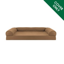Furhaven Replacement Dog Bed Cover Quilted Sofa-Style, Machine Washable - Toasted Brown, Large