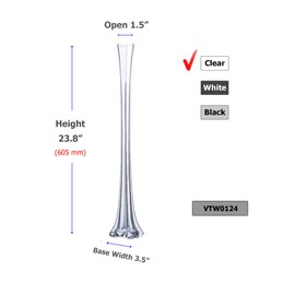 WGV Eiffel Tower Vase Bulk, Open 1.5", Height 24", (Multiple Sizes Choices) Clear Glass Floral Container with Sturdy Base, Flower Centerpiece for Wedding Event Home Decor, Arts Crafts, 12 Pieces