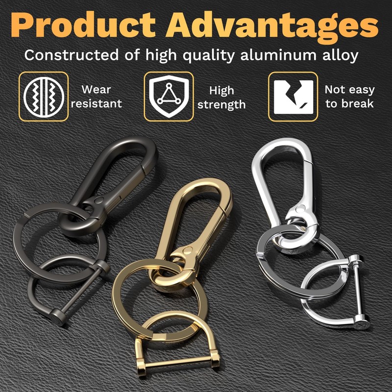 2 Pack Keychain Rings for Car Keys, Metal Key Chain