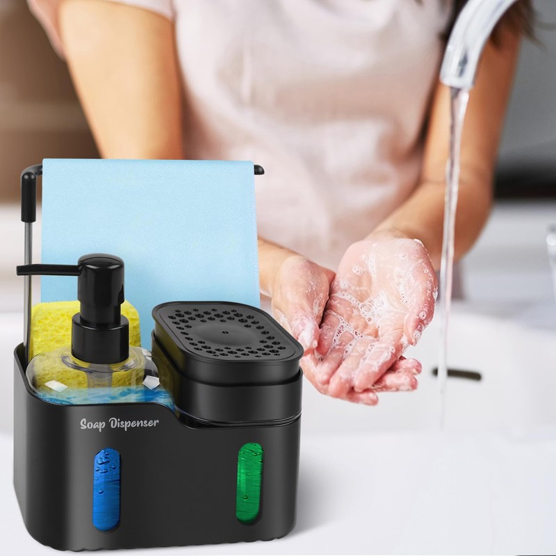 Richenda 4-in-1 Soap Dispenser with Dishcloth Hanger & Sponge Holder